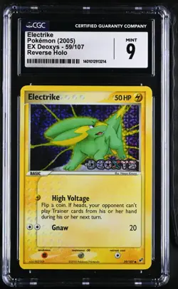CGC Graded 9 Mint Electrike 59/107 EX Deoxys Reverse Holo Pokemon Card - Image 1