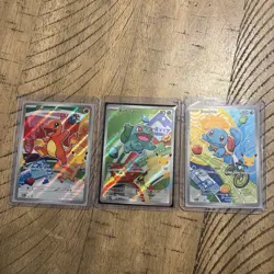 Pokemon First Partner Illustration Kanto Bulbasaur Charmander Squirtle 37 38 39 - Image 1