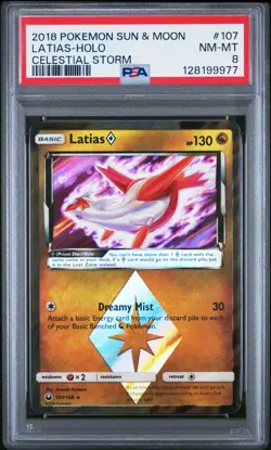 2018 POKEMON SUN & MOON CELESTIAL STORM #107 LATIAS-HOLO PSA 8 - Image 1