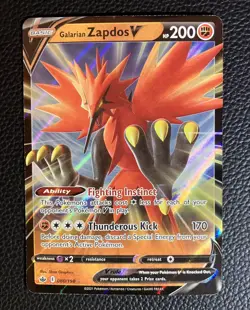 Pokemon TCG Galarian Zapdos V 080/198 Rare Chilling Reign - Image 1