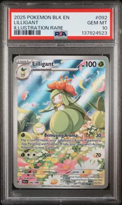 LILLIGANT 092 2025 POKEMON BLK EN-BLACK BOLT ILLUSTRATION RARE PSA 10 GEM MINT - Image 1