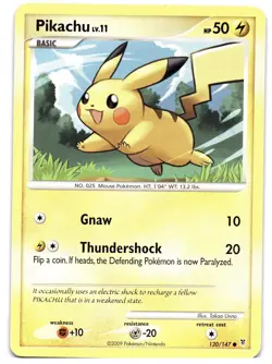 Pikachu 120/147 Pokemon TCG Platinum Supreme Victors Common Light Play LP - Image 1