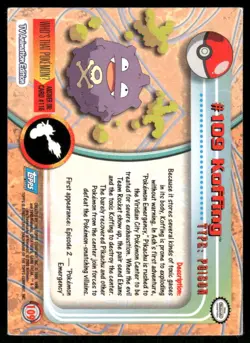 Pokemon Cards Koffing #109 Topps Trading Cards Series 2 LP *3 - Image 2