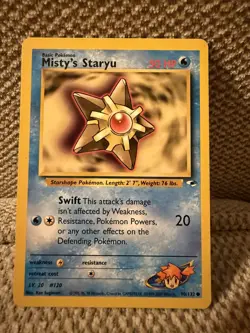 Pokemon Misty’s Staryu Vintage Gym Heroes Pokemon Card #90/132 - Image 1
