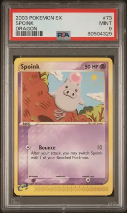 PSA 9 Spoink 73/97 - EX Dragon 2003 Pokemon Card - MINT - Image 1