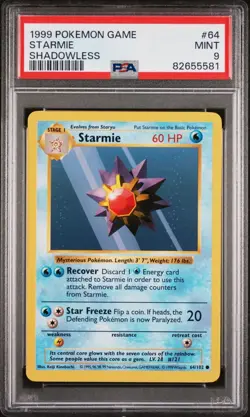 PSA 9 - Starmie 64/102 Base Set - Pokemon Card 1999 - MINT - Image 1