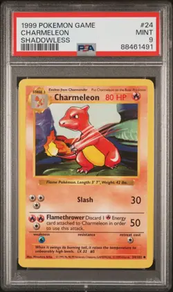 PSA 9 Shadowless Charmeleon - 24/102 Base Set Pokemon Card 1999 - MINT - Image 1