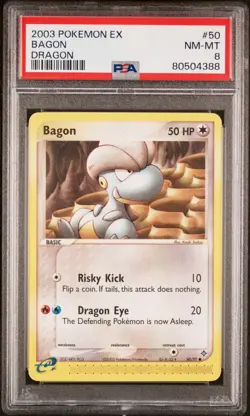 PSA 8 Bagon 50/97 - EX Dragon 2003 Pokemon Card - NEAR MINT - Image 1