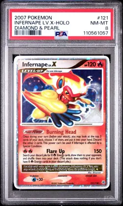 PSA 8 INFERNAPE LV.X 121/130 | D&P Holo Graded Pokemon Card - Image 1