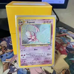 Pokemon Espeon Neo Discovery TCG 1/75 Holo Unlimited Rare Card MP/HP Condition - Image 1