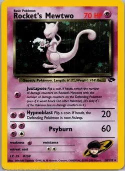 Rocket's Mewtwo 14/132 Holo Rare Gym Challenge Pokemon NM - Image 1