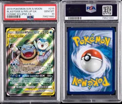 Pokemon Blastoise & Piplup GX Cosmic Eclipse Alt Art #215 PSA 10 Gem Mint - Image 3