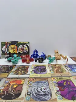 Bakugan Battle Brawlers Lot 11 Figures + 24 Cards w/ Carry Case Bundle Rulebook - Image 1