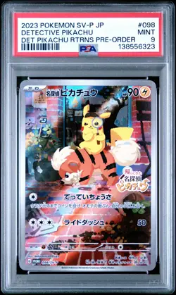 2023 POKEMON JPN SV-P PROMO #098 DETECTIVE PIKACHU PSA 9 - Image 1