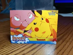 Pokemon "Teamwork" 54 Pikachu’s Vacation Movie Topps Blue Label Vintage Nm - Image 1