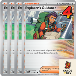 4x Explorer's Guidance 147/162 Playset - Temporal Forces {SV05} Pokemon TCG NM/M - Image 1