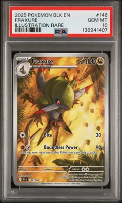 2025 Pokemon Black Bolt #146 Fraxure Illustration Rare PSA 10 - Image 1