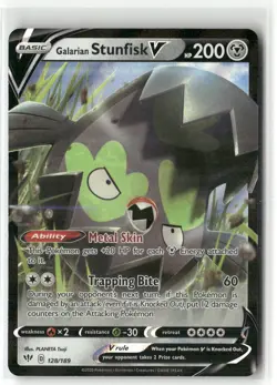 Pokemon Galarian Stunfisk V Ultra Rare SWSH03: Darkness Ablaze 128/189 NM - Image 1
