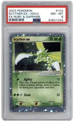 2003 Pokemon Scyther ex 102/109 Ruby and Sapphire HOLO PSA 8 - Image 1