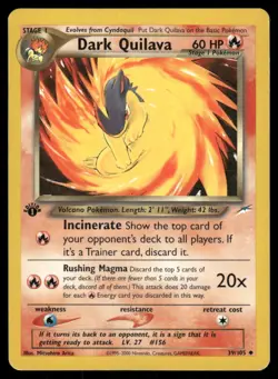 Pokemon Cards Dark Quilava 39/105 1st Edition Neo Destiny WOTC Uncommon MP - Image 1