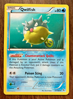 Qwilfish 21/106 - 2014 Pokemon Flashfire Rare Card - CLEAN NM - Image 1