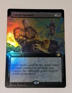 MTG *FOIL EXTENDED ART * The Brothers' War Rare FATEFUL HANDOFF NM - Image 1