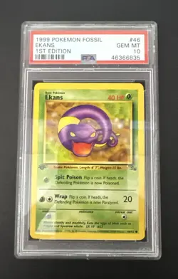 PSA 10 Ekans 1st Edition Fossil 46/62 1st Edition Pokemon Card - Image 1