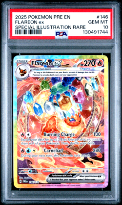 Pokemon Prismatic Evolutions Flareon EX 146/131 Special Illustration Rare PSA 10 - Image 1