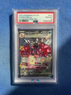 2024 PALDEAN FATES TIN CHARIZARD EX #074 PROMO PSA 10 GEM MINT - Image 1