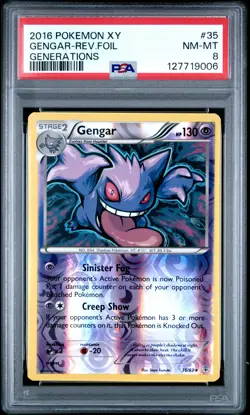 2016 Pokemon Xy Generations Gengar Reverse Holo Rare Foil Generations PSA 8 #35 - Image 1