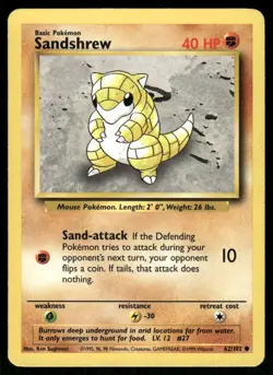 Pokemon Cards Sandshrew 62/102 Base Set WOTC Unlimited Common LP *2 - Image 1