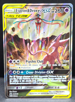 Pokemon Espeon & Deoxys GX Tag Team SM240 Black Star Promo Full Art Holo Ultra - Image 1