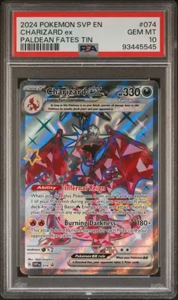 2024 POKEMON SVP EN-SV BLACK STAR PROMO PALDEAN FATES TIN CHARIZARD EX PSA 10 - Image 1