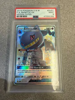 2019 POKEMON SUN & MOON BANETTE GX #SV61 FULL ART FOIL HIDDEN FATES PSA 9 MINT - Image 1
