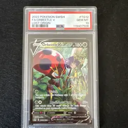 PSA 10 GEM MINT Orbeetle V TG12 Pokemon SWSH Lost Origin Full Art - Image 1