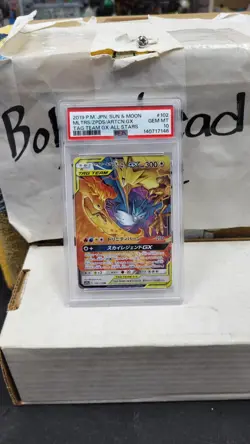 2019 JAPANESE MOLTRES ZAPDOS ARTICUNO GX TAG TEAM ALL STARS POKEMON PSA 10 #102 - Image 1