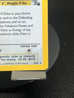 Pokemon TCG Ditto 3/62 Fossil Holo Rare MP - Image 4