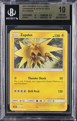 2023 POKEMON TCG CLASSIC CHARIZARD & HO-OH EX DECK #12 ZAPDOS BGS 10 - Image 1
