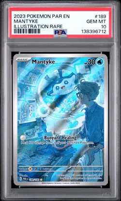 2023 Pokemon PAR EN Paradox Rift Mantyke Illustration Rare #189 PSA 10 GEM MINT - Image 1