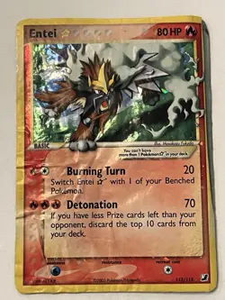 Entei Gold Star 113/115 Unseen Forces Pokemon DMG Condition Rare Card - Image 1
