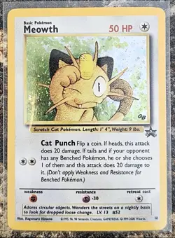 Meowth #10 Holo Promo WOTC Black Star Promo Vintage Pokemon Card 1999 LP - Image 1