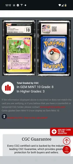 (POP 8) CGC 10 GEM MINT Kirlia 40/100 2003 EX Sandstorm Pokemon Card - Image 4