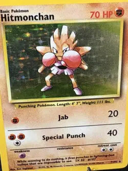 Hitmonchan 7/102 Holo Base Set 1999 WOTC Vintage Pokemon Card MP - Image 2