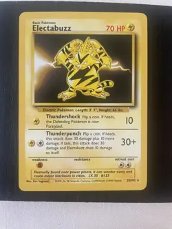 Pokemon TCG Electabuzz Base Set Unlimited Edition Non-Holo Rare Card 20/102 LP - Image 1