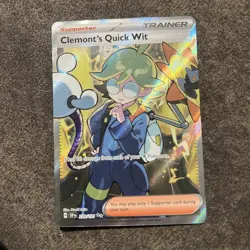 Pokemon Card Clemont's Quick Wit 229/191 Surging Sparks Full Art Rare NM - Image 1