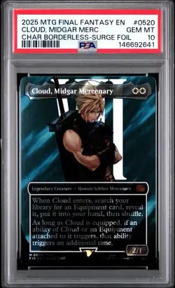 PSA 10 GEM MINT Cloud, Midgar Mercenary 0520 Surge Foil Final Fantasy MTG - Image 1
