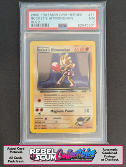 Rocket’s Hitmonchan | 11/132 | 2000 Pokemon Gym Heroes | PSA 7 w/SWIRL 🌀 NM - Image 1