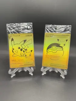 Pokemon Celebrations Pikachu V & PokeBall Gold Promos SWSH145 & SWSH146 - Sealed - Image 1