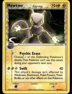 Mewtwo (Delta Species) Rare Holon Phantoms 24/110 Lightning Normal Pokemon Card - Image 1