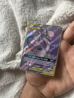 Pokemon Mewtwo & Mew GX TAG TEAM Full Art Holo Ultra Rare 222/236 - Image 5